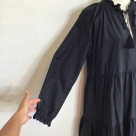 Roller Rabbit Women Elegant Black Long Sleeve Tiered Dress L - Picture 4 of 15